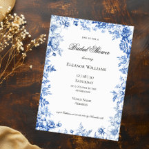 Vintage Blue Floral Toile Bridal Shower