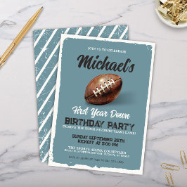 Convites Vintage Blue Football First Festa de aniversário