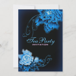 Convites vintage blue peony primavera floral Bridal Tea Par