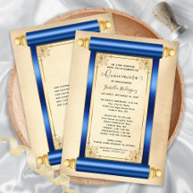 Vintage Blue Scroll Elegante Quinceañera