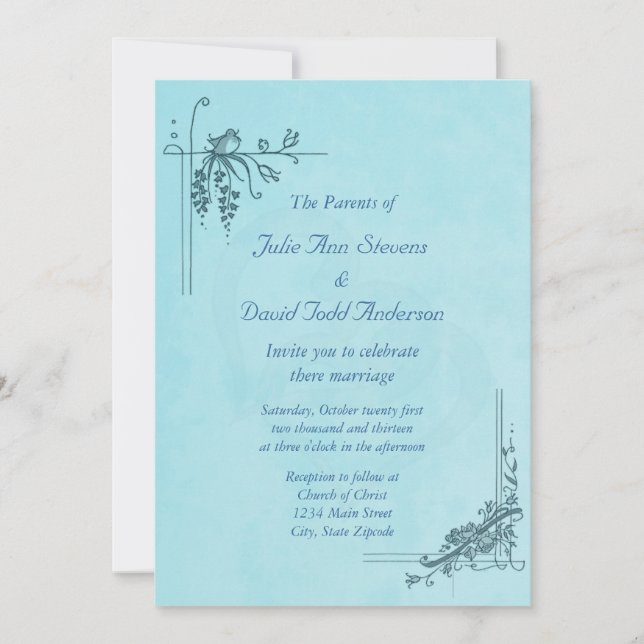 Convites Vintage Blue Wedding (Frente)