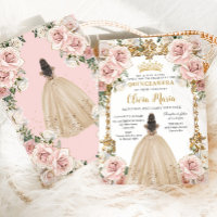 Vintage Blush Champagne Vestido Floral Quinceanera
