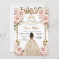 Vintage Blush Champagne Vestido Floral Quinceanera