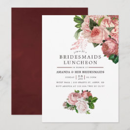 Convites Vintage Blush e Burgundy Bridesmaids Luncheed