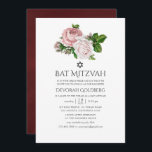 Convites Vintage Blush e Burgundy Floral Bat Mitzvah<br><div class="desc">Vintage blush cor-de-rosa e burgundy-marsala rosa bat mitzvah convite concebido para ser rápida e facilmente adaptado às suas especificidades de evento.</div>
