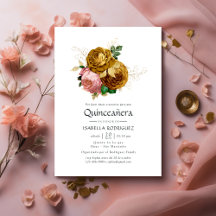 Vintage Blush e Dourada Quinceañera