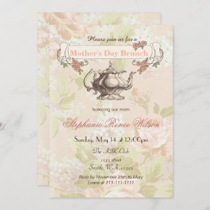 Convites vintage Blush floral Dia de as mães Brunch Tea Par