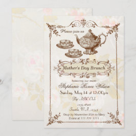 Convites vintage Blush floral Dia de as mães Brunch Tea Par
