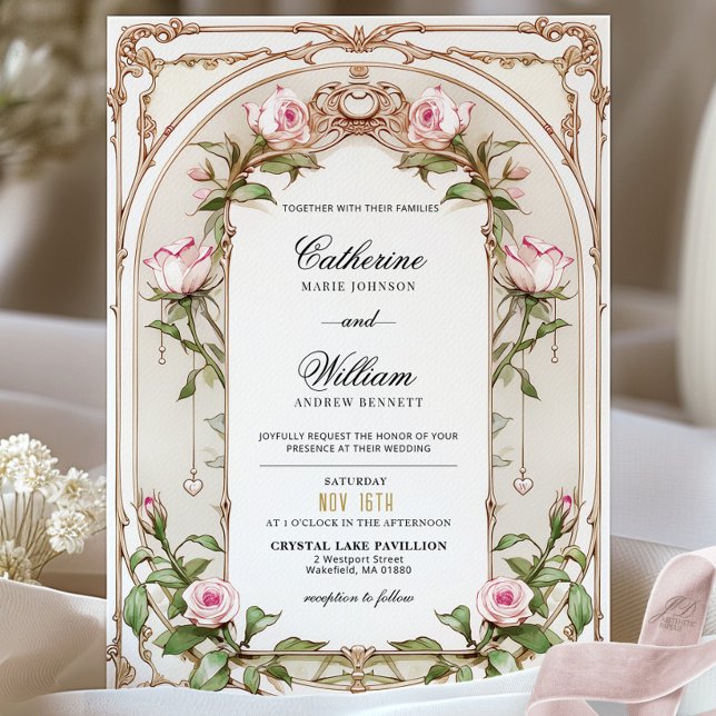 Convites Vintage Blush Floral Invitation (Criador carregado)