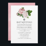 Convites Vintage Blush Pink Bat Floral Mitzvah<br><div class="desc">Vintage blush roses cor-de-rosa bat mitzvah convite projetado para ser rápida e facilmente personalizado de acordo com as suas especificações de evento.</div>