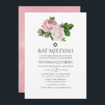 Convites Vintage Blush Pink Bat Floral Mitzvah<br><div class="desc">Vintage blush roses cor-de-rosa bat mitzvah convite projetado para ser rápida e facilmente personalizado de acordo com as suas especificações de evento.</div>