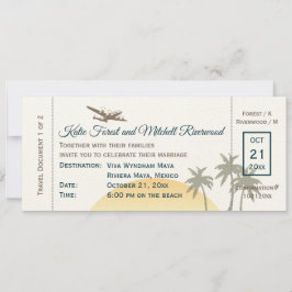 Convites Vintage Boembarque Pass Weding on ecru Invitation