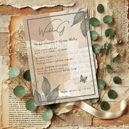 Convites Vintage boho chic greenery monograma de casamento