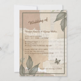 Convites Vintage boho chic greenery monograma de casamento