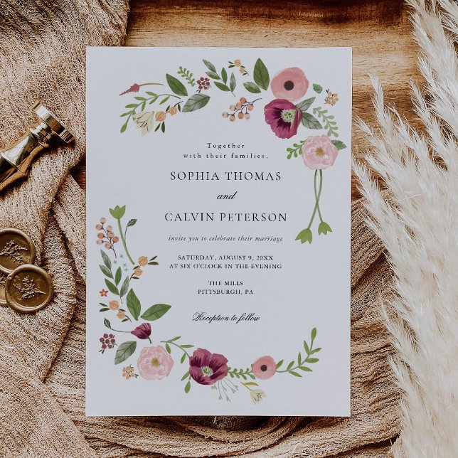 Convites Vintage Boho Floral Wedding (Criador carregado)