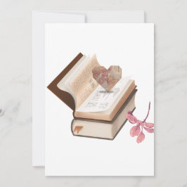 Convites Vintage Book Aesthetic with Heart Map & Botanical