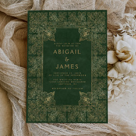 Convites Vintage Book Green Casamento Dourado