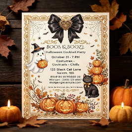 Convites Vintage Boos & Booze Halloween Cocktail Party