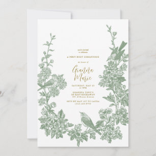 Convites Vintage Botanical First Communitation