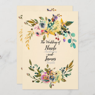 Convites Vintage Botanical Floral Deixa Creme Casado