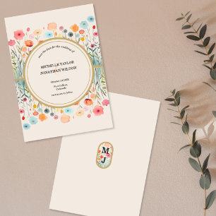 Convites Vintage Botanical Floral Salvar a Data