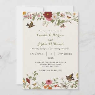 Convites Vintage Botanical Floral Wedding
