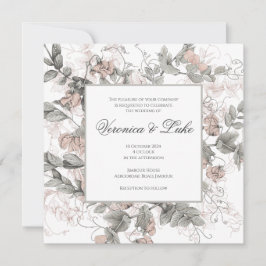 Convites Vintage Botanical Floral Wedding