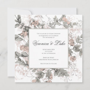 Convites Vintage Botanical Floral Wedding