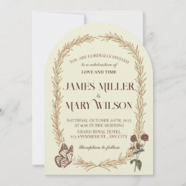Convites Vintage Botanical Oval Wedding Invite