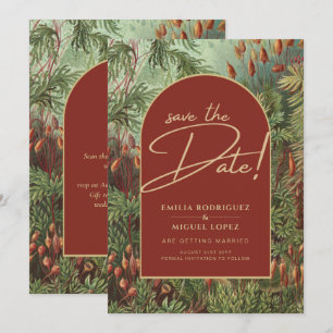 Convites Vintage Botanical Terracotta Florals Arch WEDDING
