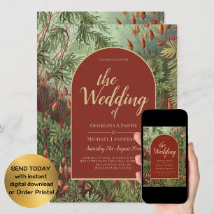 Convites Vintage Botanical Terracotta Florals Arch WEDDING