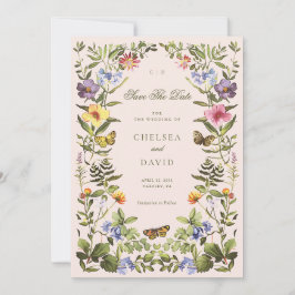 Convites Vintage Botanical Wildflower Boho Salvar Data