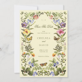 Convites Vintage Botanical Wildflower Boho Salvar Data