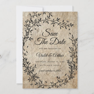 Convites Vintage Botanical Wreath Casamento Salva A Data