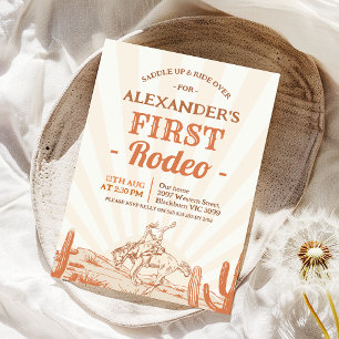 Convites Vintage Brown Cowboy 1rua Rodeio Aniversário