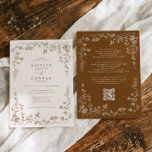 Convites Vintage Brown & Cream French Floral Wedding<br><div class="desc">Chocolate brown florals on a soft vintage ivory background give this vintage french wedding invitation a rich, heirloom-inspired look. The elegant chinoiserie floral frame and delicate toile de jouy style details create a romantic wedding design inspired by classic wedding stationery and Victorian floral artwork. The warm chocolate brown palette adds...</div>