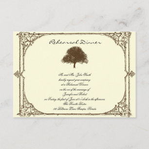 Convites Vintage Brown Oak Tree no Ensaio de Casamento de C