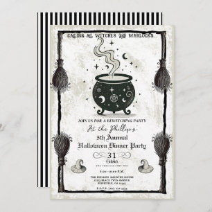 Convites Vintage Bruxas Cauldron Festa de Janto Halloween