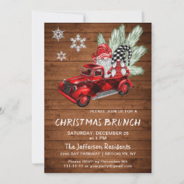 Convites Vintage Buffalo Red Truck Gnomos de Natal Brunch