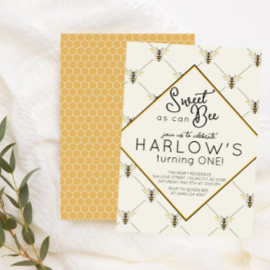 Convites Vintage Bumble Bee Baby Bee primeiro aniversario