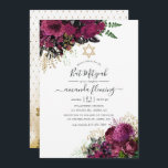 Convites Vintage Burgundy - Marsala e Dourado Bat Mitzvah<br><div class="desc">Vintage marsala (burgundy) e dourshabby-chic flores bat mitzvah convidam com sotaque de ameixa e preto.</div>