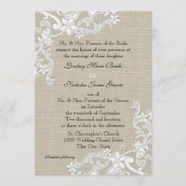 Convites Vintage Burlap e Lace Weds