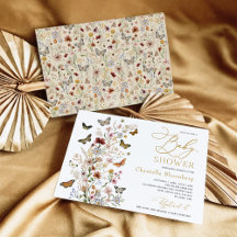 Vintage Butterflies Boho Wildflower Chá de fraldas