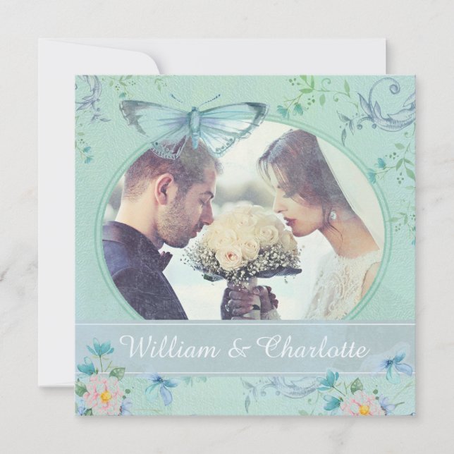 Convites Vintage Butterfly Invitation Custom Photo (Frente)