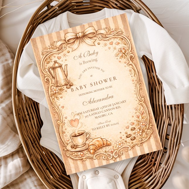Convites Vintage Café Baby Shower (Criador carregado)