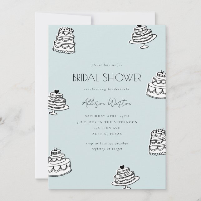 Convites Vintage Cake Bridal Shower Invitation (Frente)