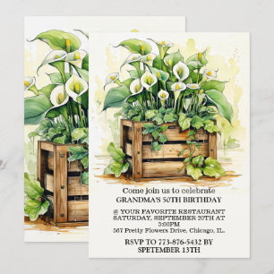 Convites Vintage Calla Lily Illustration Art Festa de anive