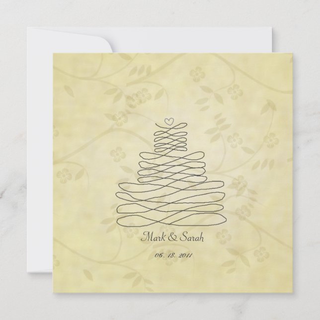 Convites Vintage Calligraphy Flourish Cake Sq.Convite (Frente)