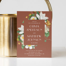 Convites Vintage camellia. Casamento terrorata floral QR