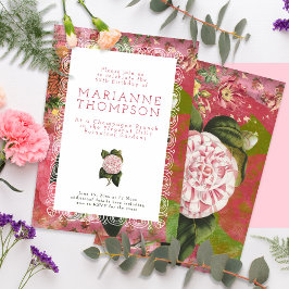 Convites Vintage Camellia Floral 65. Aniversário Brunch